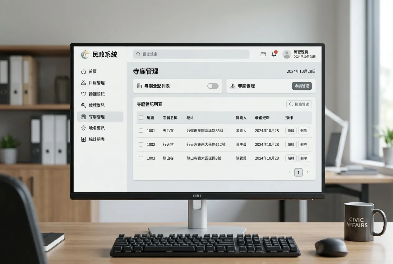 全國民政殯葬與寺廟管理系統的圖片